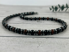 Triple Protection Necklace- Black Onyx, Red Tiger Eye and Hematite