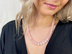 Rose Quartz Necklace, Beaded Necklace, Natural Stone Jewelry, Gift Her, Gemstone Necklace, Personalized Necklace, Healing Stones Necklace
