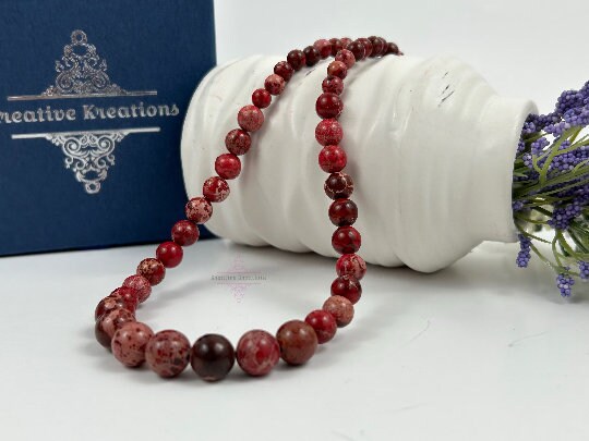 Imperial Jasper Necklace, Red Jasper Necklace, Natural Stone Necklace, Gift her, Healing Stones, Personalized Necklace, Gemstones Jewelry