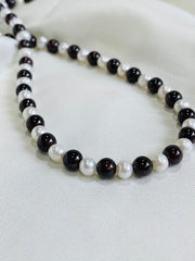 Freshwater Pearl Necklace, Beaded Necklace, Garnet Necklace, January Birthstone Jewelry, Pearl Bridal Necklace, Necklace for Her