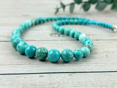 Turquoise Necklace, Blue Beaded Necklace for Her, Turquoise Beads Necklace, Boho Necklace, Personalized Jewelry, Birthday Gift for Her