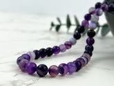 Purple Agate Necklace, Beaded Necklace, Natural Stone Necklace, Gemstones Necklace, Protection Necklace, Gift for Her, Handmade Jewelry