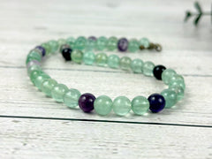 Fluorite Necklace, Beaded Necklace, Energy Necklace, Natural Stone Necklace, Gemstones Necklace, Gift for Her, Handmade Jewelry