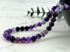 Purple Agate Necklace, Beaded Necklace, Natural Stone Necklace, Gemstones Necklace, Protection Necklace, Gift for Her, Handmade Jewelry