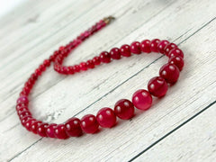 Hot Pink Chalcedony Necklace, Beaded Necklace, Natural Stone Necklace, Necklace, Elegant Necklace, Personalized Jewelry, Birthday Gift