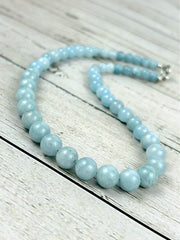 Aquamarine Necklace, Beaded Necklace, Natural Stone Necklace, Elegant Necklace, Personalized Jewelry, Birthday Gift For Her