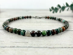 Indian Agate Necklace, Beaded Necklace, Natural Stone Necklace, Gemstones Necklace, Protection Necklace, Necklace Gift, Handmade Necklace
