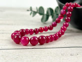 Hot Pink Chalcedony Necklace, Beaded Necklace, Natural Stone Necklace, Necklace, Elegant Necklace, Personalized Jewelry, Birthday Gift