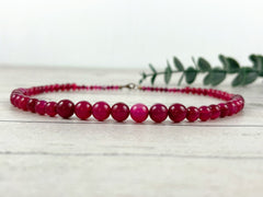 Hot Pink Chalcedony Necklace, Beaded Necklace, Natural Stone Necklace, Necklace, Elegant Necklace, Personalized Jewelry, Birthday Gift