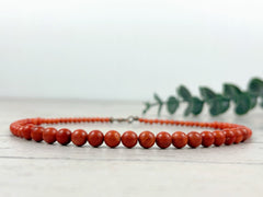 Orange Coral Necklace, Beaded Necklace, Gemstones Jewelry, Healing Stone Yoga Necklace, Protection Necklace, Birthday Gift