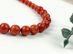 Orange Coral Necklace, Beaded Necklace, Gemstones Jewelry, Healing Stone Yoga Necklace, Protection Necklace, Birthday Gift