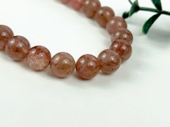 Strawberry Quartz Necklace, Beaded Necklace, Natural Stone Jewelry, Gift for Her, Gemstone Necklace, Personalized Necklace, Healing Stones