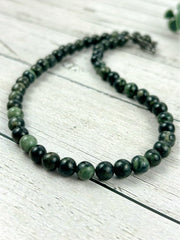 Green Beaded Necklace, African Turquoise Necklace, Natural Stone Necklace, Gemstones Necklace, Necklace Gift for Her, Handmade Jewelry