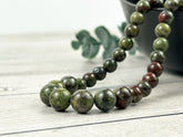 Dragon Bloodstone Necklace, Green Beaded Necklace, Gift for Her, Gemstones Jewelry, Healing stone Necklace,Natural Stone Necklace