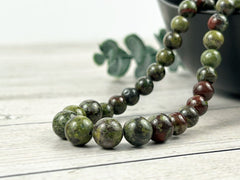 Dragon Bloodstone Necklace, Green Beaded Necklace, Gift for Her, Gemstones Jewelry, Healing stone Necklace,Natural Stone Necklace