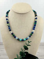 Mix Gemstones Necklace, Lapis Lazuli, Beaded Necklace, Turquoise, Imperial Jasper, Malachite, Aquamarine, Clear Quartz, Amazonite,Moss Agate