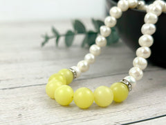 Jade Necklace, Freshwater Pearl Necklace, Choker Necklace, Handmade Jewelry, Good Luck Necklace, Women Necklace, Pearl Necklace