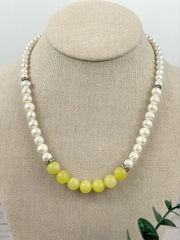 Jade Necklace, Freshwater Pearl Necklace, Choker Necklace, Handmade Jewelry, Good Luck Necklace, Women Necklace, Pearl Necklace