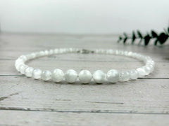 Selenite Necklace, White Beaded Necklace, Reiki Necklace, Positive Energy, Gemstones Jewelry, Healing Stone Yoga Necklace,