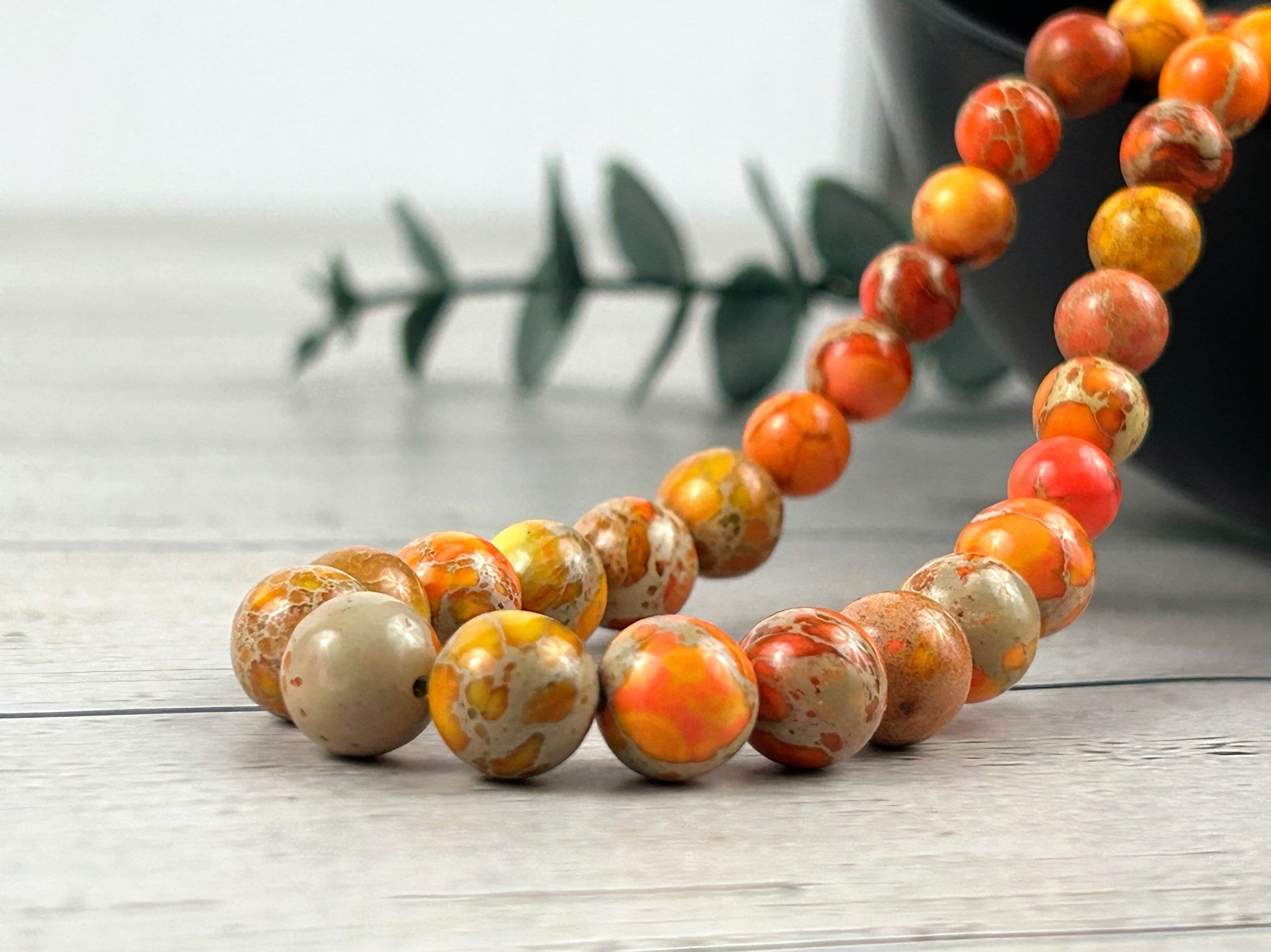 Orange Jasper Necklace, Beaded Necklace, Personalized Necklace, Yoga Gemstone, Handmade Jewelry, Natural Stones Jewelry, Healing Gemstone