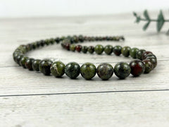 Dragon Bloodstone Necklace, Green Beaded Necklace, Gift for Her, Gemstones Jewelry, Healing stone Necklace,Natural Stone Necklace