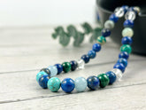 Mix Gemstones Necklace, Lapis Lazuli, Beaded Necklace, Turquoise, Imperial Jasper, Malachite, Aquamarine, Clear Quartz, Amazonite,Moss Agate