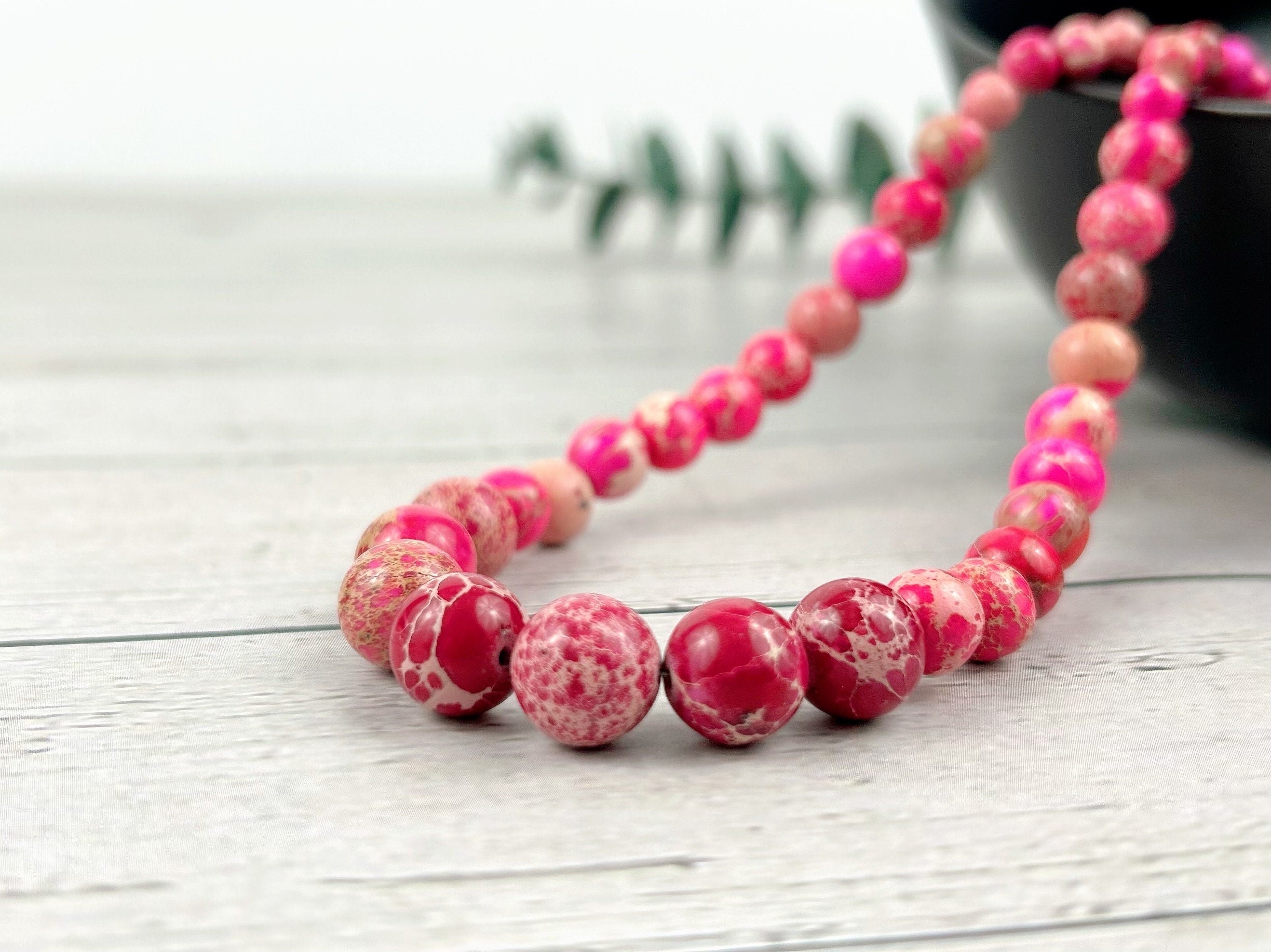 Imperial Jasper Necklace, Pink Jasper Necklace, Natural Stone Necklace, Gift her, Healing Stones, Personalized Necklace, Gemstones Jewelry