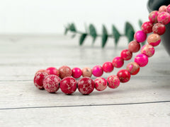 Imperial Jasper Necklace, Pink Jasper Necklace, Natural Stone Necklace, Gift her, Healing Stones, Personalized Necklace, Gemstones Jewelry