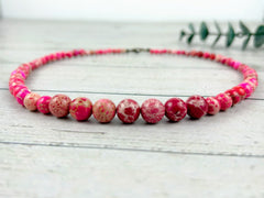 Imperial Jasper Necklace, Pink Jasper Necklace, Natural Stone Necklace, Gift her, Healing Stones, Personalized Necklace, Gemstones Jewelry