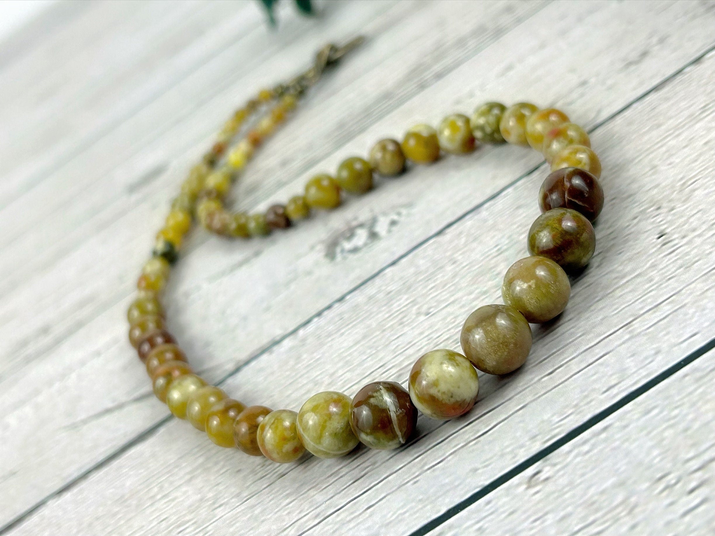 Green Beaded Necklace, Green Serpentine Necklace, Balancing Necklace, Personalized Necklace, Women Necklace, Handmade Necklace, Gift For Her