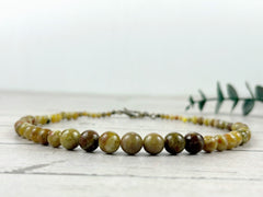 Green Beaded Necklace, Green Serpentine Necklace, Balancing Necklace, Personalized Necklace, Women Necklace, Handmade Necklace, Gift For Her