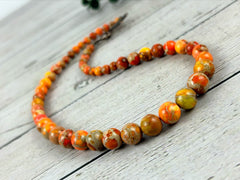 Orange Jasper Necklace, Beaded Necklace, Personalized Necklace, Yoga Gemstone, Handmade Jewelry, Natural Stones Jewelry, Healing Gemstone