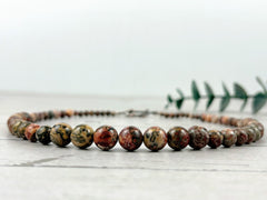 Leopard Skin Jasper Necklace, Brown Necklace, Natural Stone Necklace, Gift for her, Healing Stones, Balancing Necklace, Gemstones Jewelry