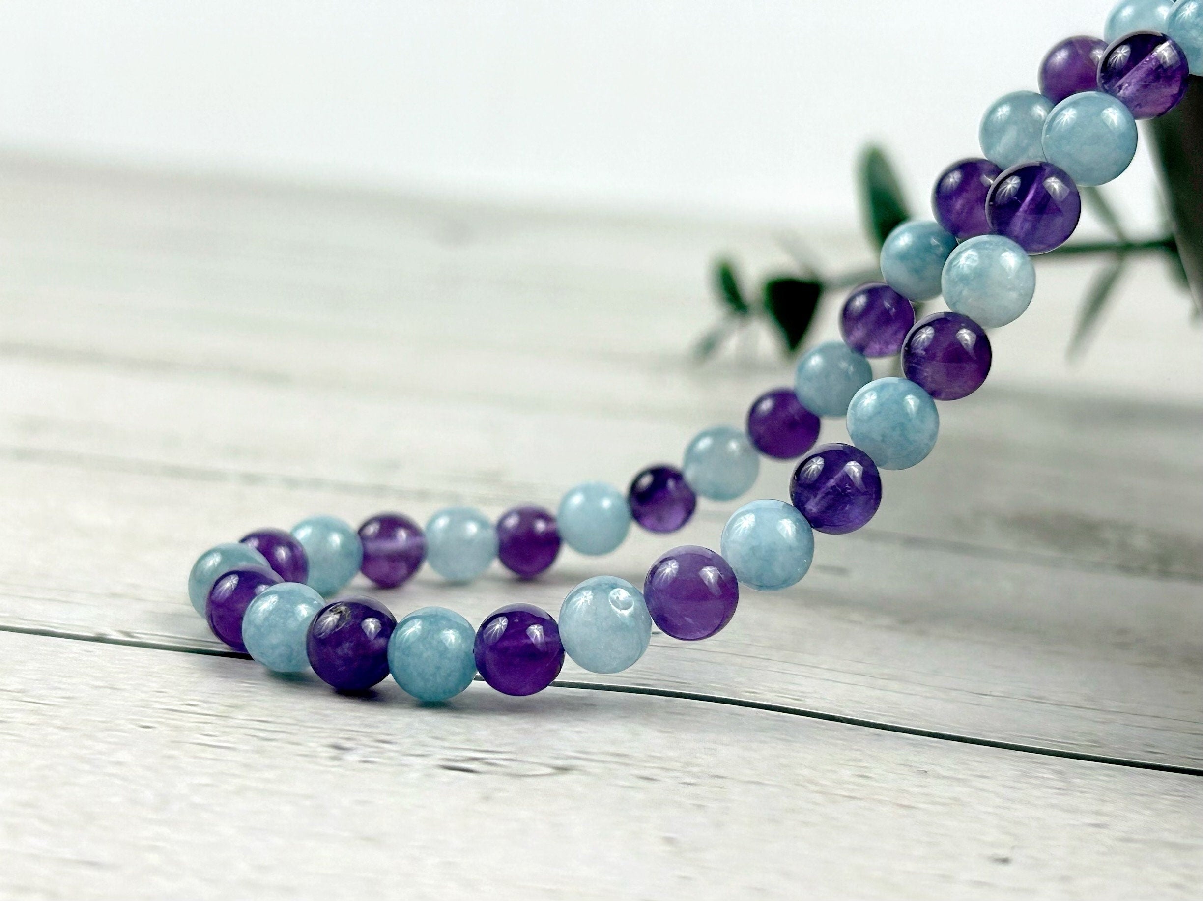 Amethyst Necklace, Aquamarine Necklace, Healing Gemstones Necklace, Spiritual Necklace, Beaded Necklace, Necklace for Men, Gift for Her