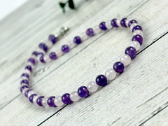 Amethyst Necklace, Rose Quartz Necklace, Calming Necklace, Spiritual Necklace, Beaded Necklace, Protection Necklace for Men, Gift for Her