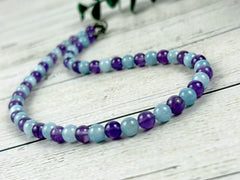 Amethyst Necklace, Aquamarine Necklace, Healing Gemstones Necklace, Spiritual Necklace, Beaded Necklace, Necklace for Men, Gift for Her