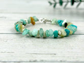 Amazonite Bracelet, Blue Beaded Bracelet, Energy Bracelet, Natural Stone Bracelet, Chipped Gemstone Bracelet, Gift for Her, Gift for Him