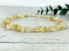 Citrine Necklace, Beaded Choker, Citrine Choker Necklace, Gemstone Chip Necklace, Boho Necklace, Gift for Her, Layering Necklace