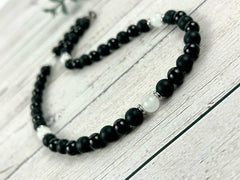 Black Onyx Necklace, Moonstone Necklace, Stone Necklace for Men, Boyfriend Gift, Handmade Necklace, Protection Necklace, Gemstone Necklace