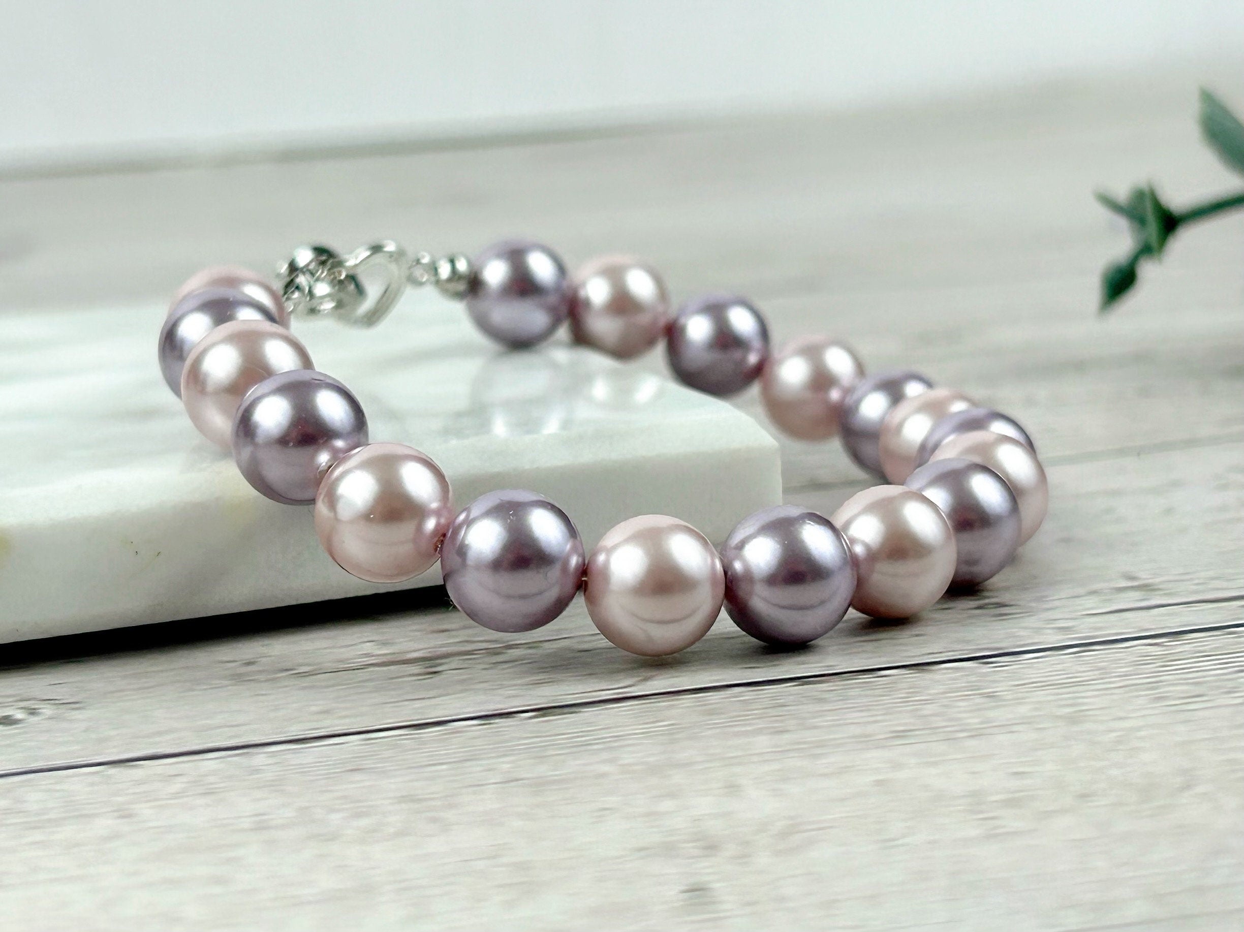 Pearl Bracelet, Purple Pearl Bracelet, Mother of Pearl Bracelet, Gift for Girlfriend, Bracelet for Women, Personalized Bracelet, Handmade