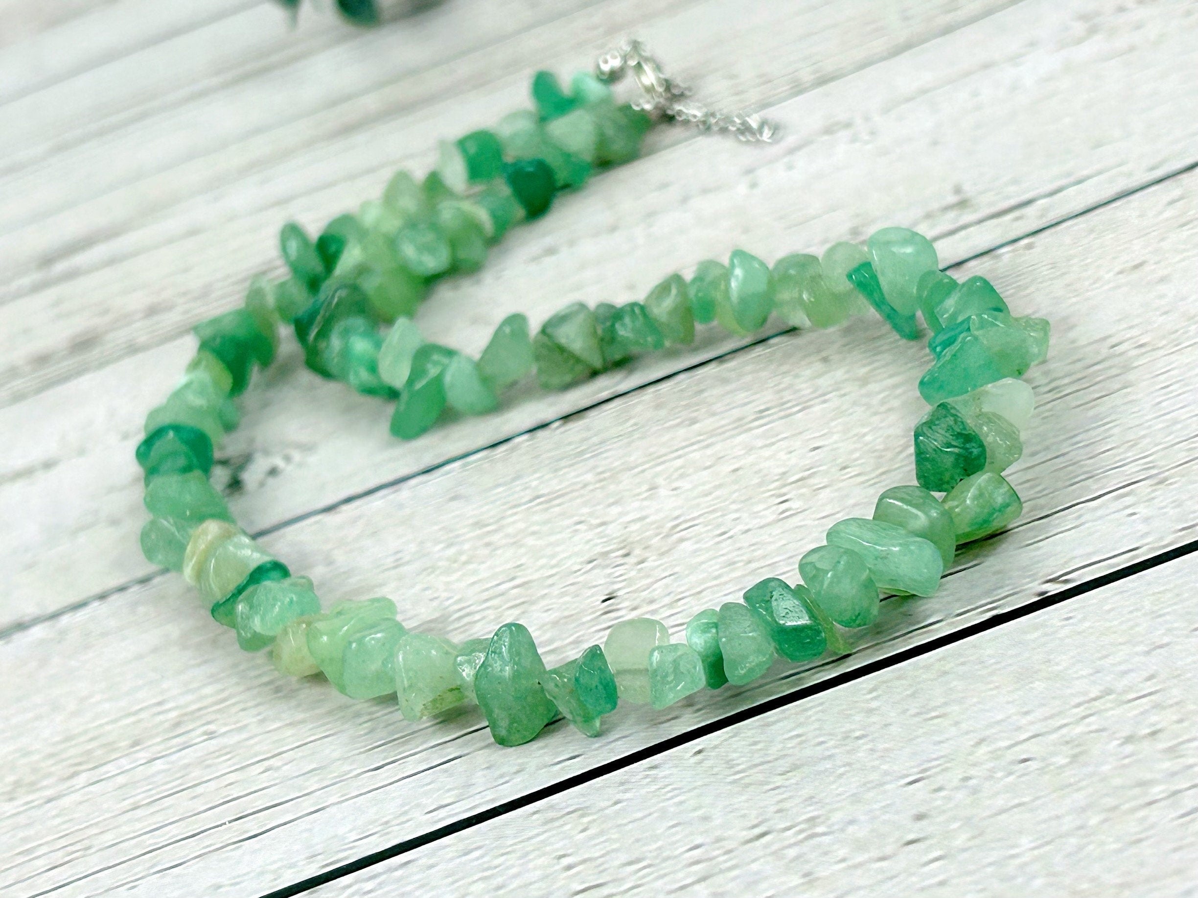 Green Aventurine Necklace, Green Beaded Choker, Choker Necklace, Gemstone Chip Necklace, Boho Necklace, Gift For Her