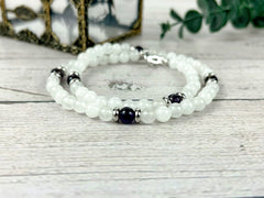 Moonstone Necklace, Amethyst Necklace, Healing Gemstones Necklace, Spiritual Necklace, Beaded Necklace, Jewelry Gift for Her, Grounding