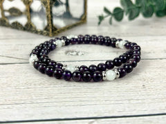 Moonstone Necklace, Amethyst Necklace, Healing Gemstones Necklace, Spiritual Necklace, Beaded Necklace, Jewelry Gift for Her, Grounding