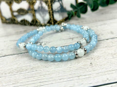 Moonstone Necklace, Aquamarine Necklace, Healing Gemstones Necklace, Spiritual Necklace, Beaded Necklace, Jewelry Gift for Her, Grounding