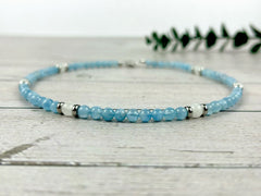 Moonstone Necklace, Aquamarine Necklace, Healing Gemstones Necklace, Spiritual Necklace, Beaded Necklace, Jewelry Gift for Her, Grounding