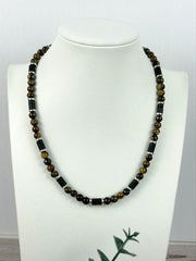 Tiger Eye Necklace, Gemstones Necklace, Beaded Necklace, Protection Jewelry, Aromatherapy Necklace, Handmade, Gift for Her, Gift for Him