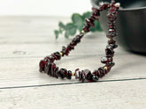 Garnet Necklace, Garnet Choker, January Birthstone Choker Necklace, Gemstone Chip Necklace, Boho Necklace, Handmade Jewelry, Gift For Her