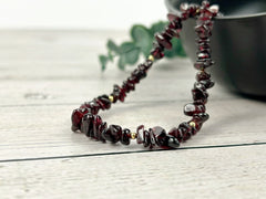 Garnet Necklace, Garnet Choker, January Birthstone Choker Necklace, Gemstone Chip Necklace, Boho Necklace, Handmade Jewelry, Gift For Her
