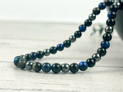 Triple Protection Necklace, Blue Tiger Eye, Golden Obsidian, Energy Necklace, Hematite, Gemstones, Valentines Gift for Her, Gift for Him