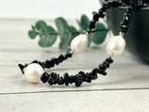Black Beaded Necklace, Black Tourmaline Necklace, Choker Necklace, Baroque Pearl Necklace, Gemstone Necklace, Boho Necklace, Gift for her
